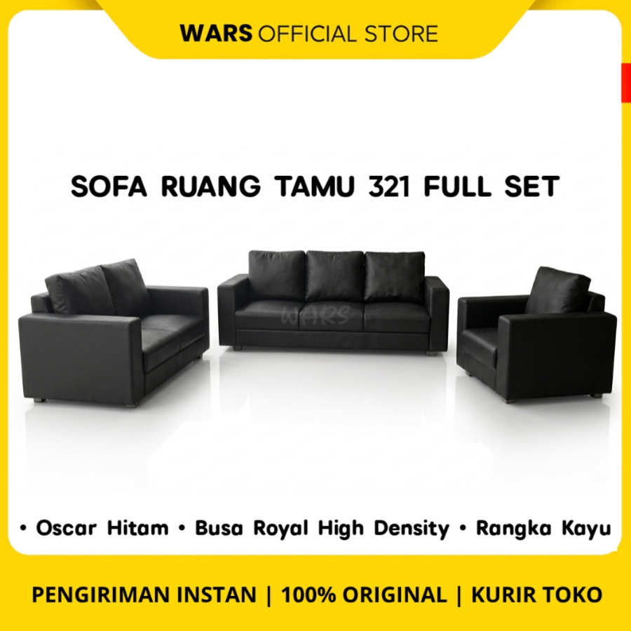 Set Sofa Ruang Tamu Minimalis 321 - Sofa Tamu Minimalis Mewah - Sofa Ruang Tamu Elegan Hitam