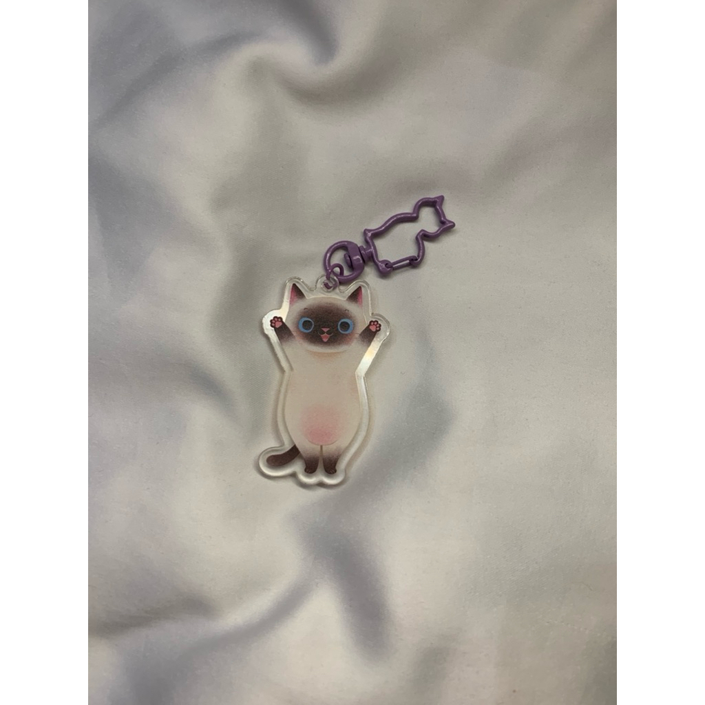 Cute Siamese Cat Acrylic Trinket Keychain
