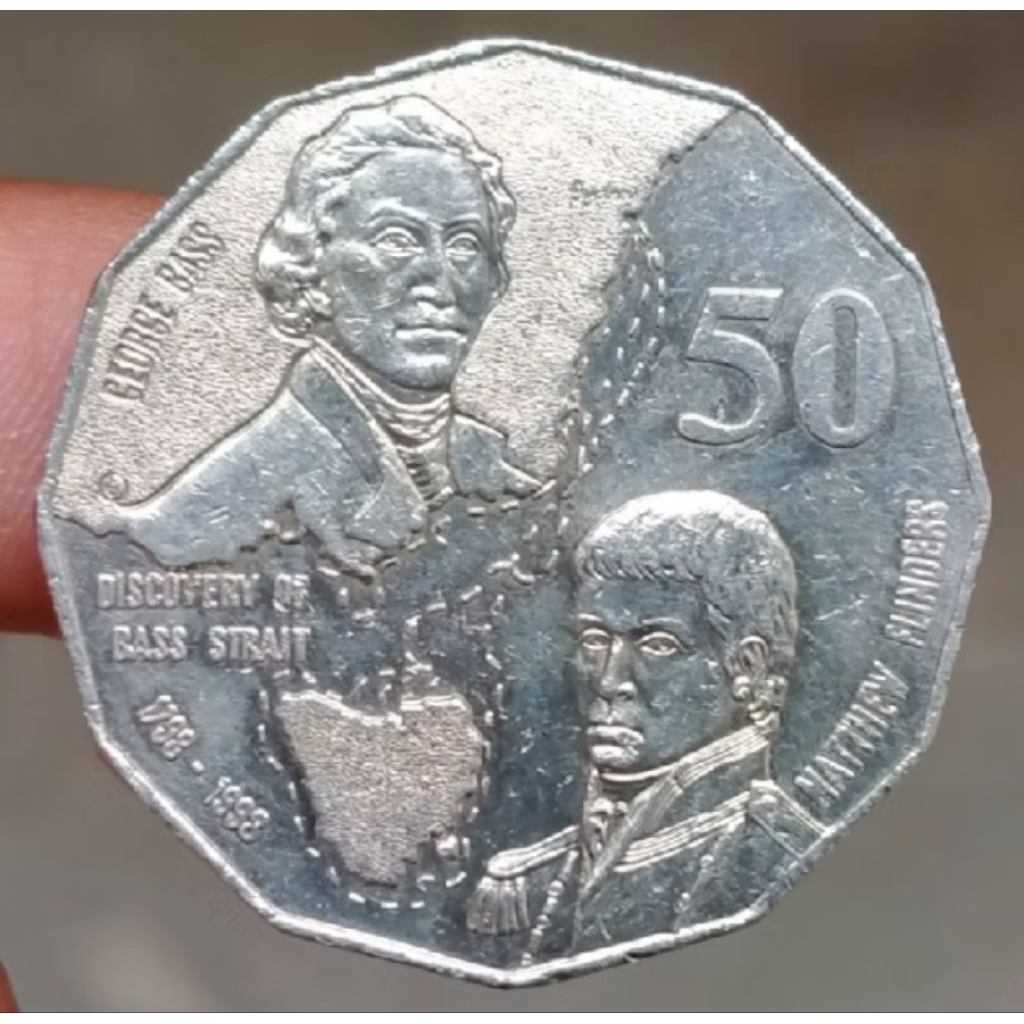 Uang Koin Kuno Australia 50 Cent 1998 Discovery Bass Strait