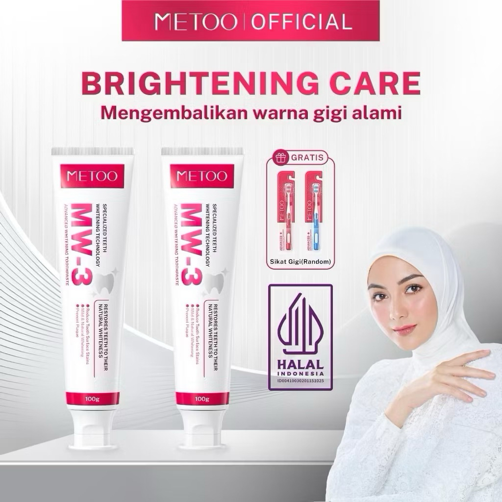 Pasta Gigi Pemutih Gigi MeToo MW-3 100g - Lembut, Bebas Sensitif, Probiotik