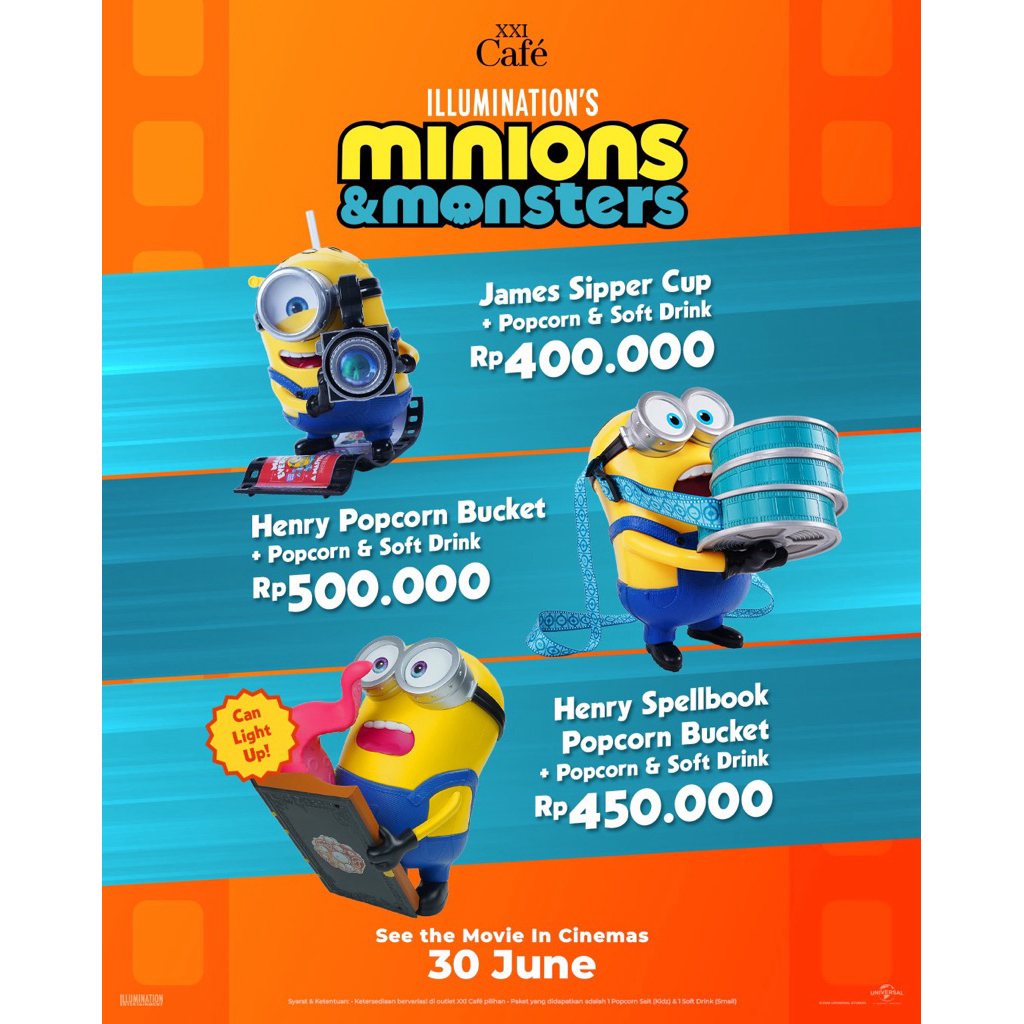 Merchandise XXI Café x Despicable Me 4 / Popcorn Bucket Minion / Tumblr Minion / Cup Minion / Mainan