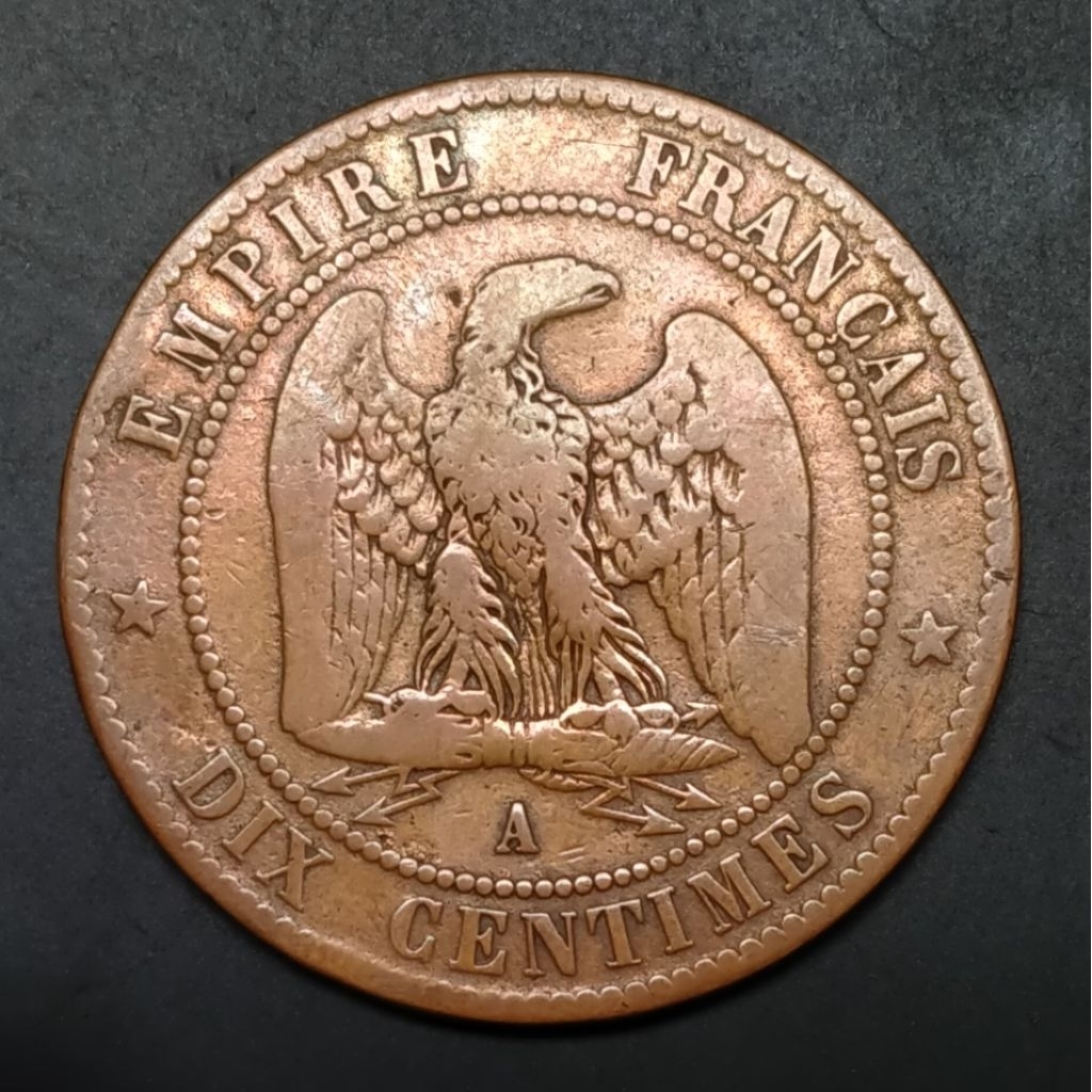 Koin Kuno Prancis 10 Centimes 1863 Napoleon III