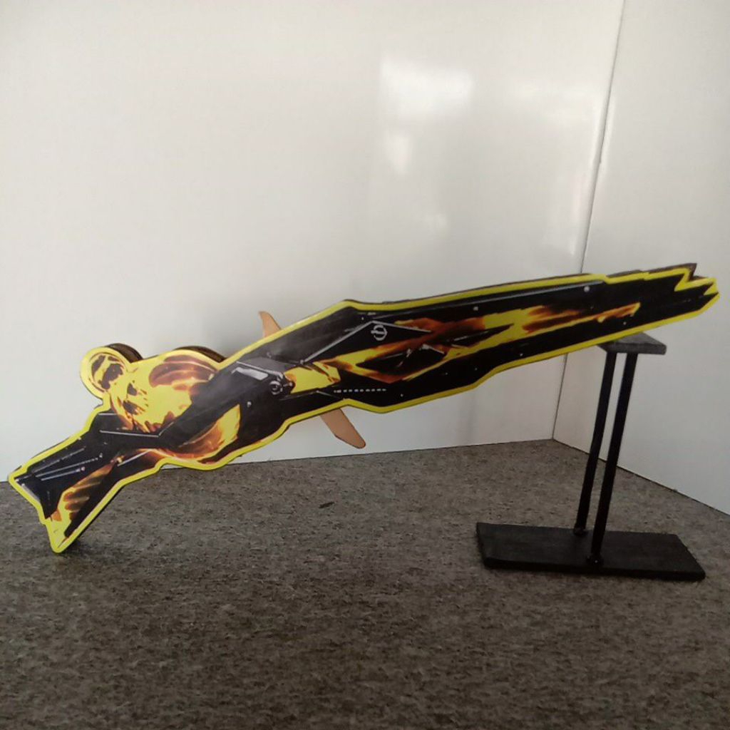 Mainan Tembakan Kayu SCAR Solaris Meteor Kuning FF | Shotgun Karet Gelang Skin Mythic Sultan