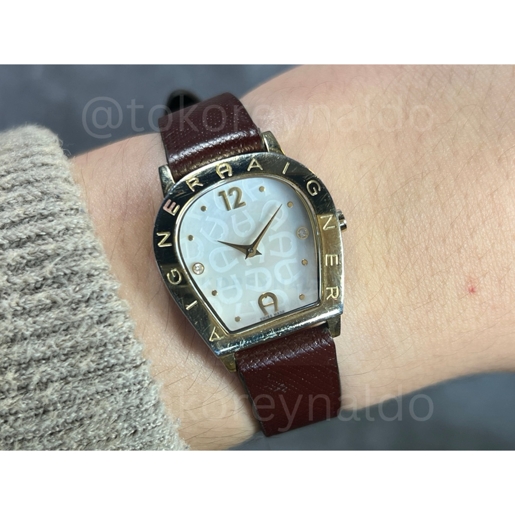 JAM TANGAN AIGNER AMALFI A32200 LIMITED EDITION 444/2500 HORSESHOE MOP EMBOSSED LOGO 2P DIAMOND INDE