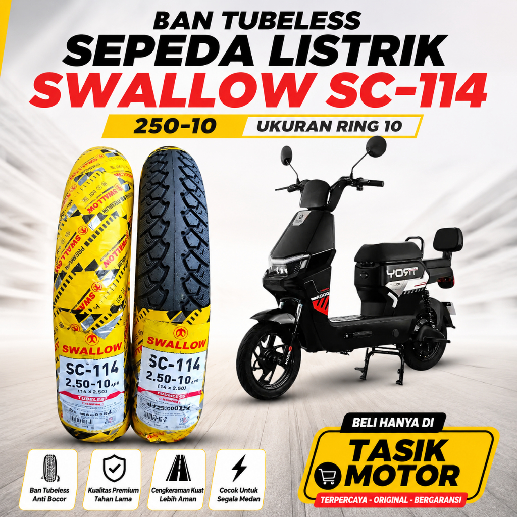 Ban Tubeless Sepeda Listrik Swallow SC-114 250 Ring 10