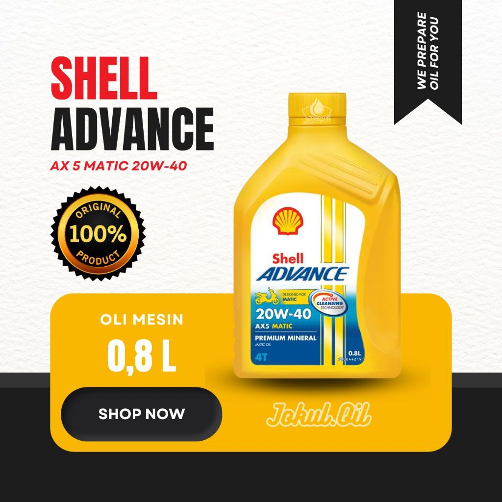 Oli Mesin Shell AX5 Matic 20W-40 Motor Matic Shell Original Bergaransi