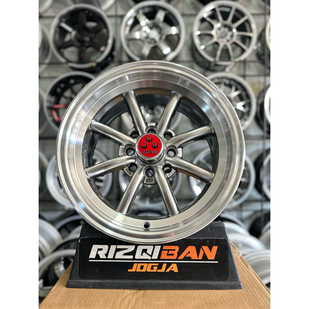 velg watanabe r14 hyper black lip polish pcd 4x100/114 kondisi baru