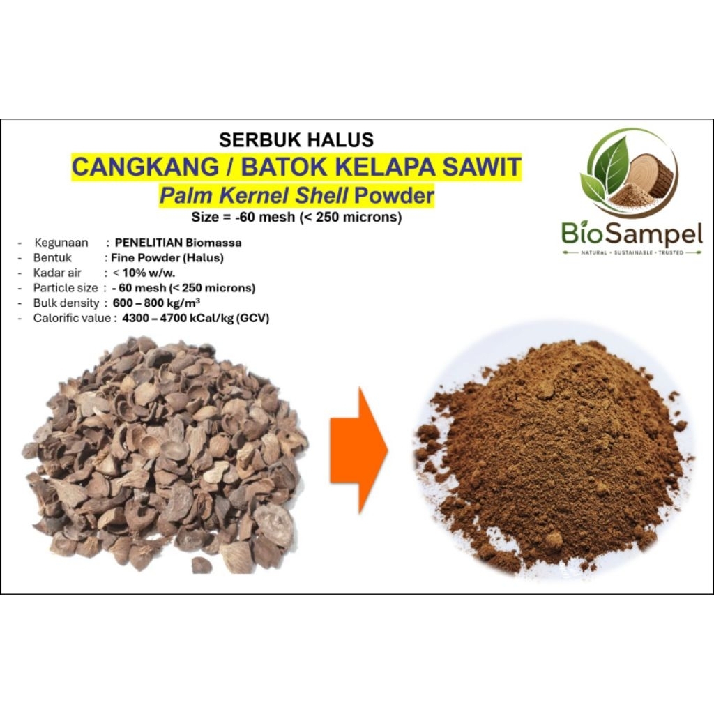 (PROMO) Serbuk Cangkang Kelapa Sawit, Palm Kernel Shell (PKS) size 60 Mesh, Standar Penelitian