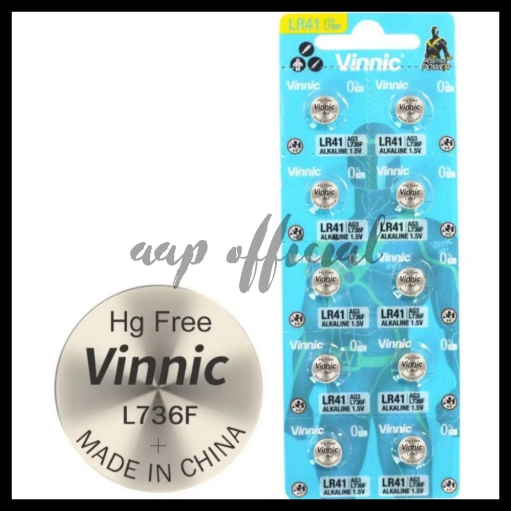 Baterai Jam Tangan Vinnic L736F Baterai Vinnic AG3 L736F LR41 Alkaline 1.5V Original (1 Biji)
