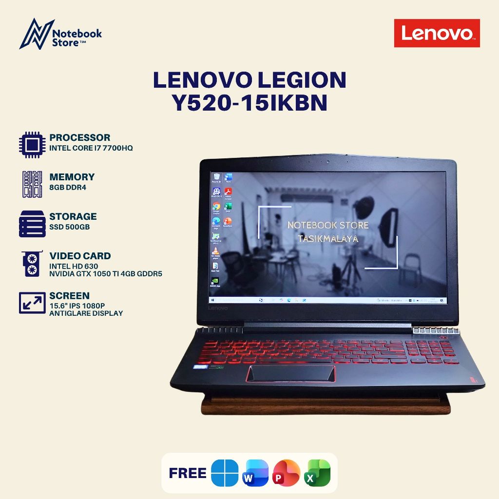 Lenovo Legion Y520-15IKBN Core i5 7700HQ Gen 7 GTX 1050 Ti 4GB 8GB/500GB 15 inch 1080p Laptop Gaming