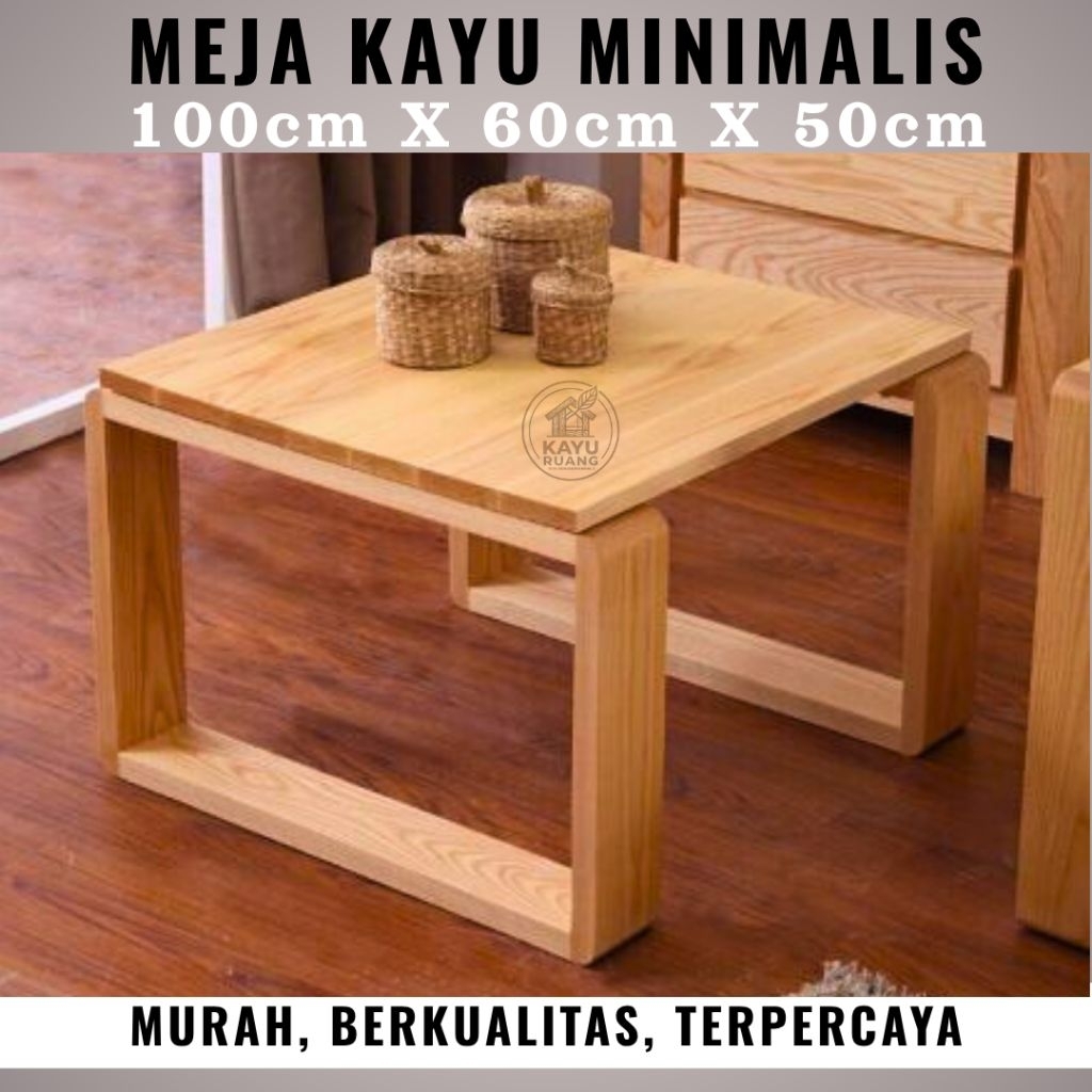 Meja Kayu Minimalis, Meja Tamu, Meja Sudut 100x60x50cm