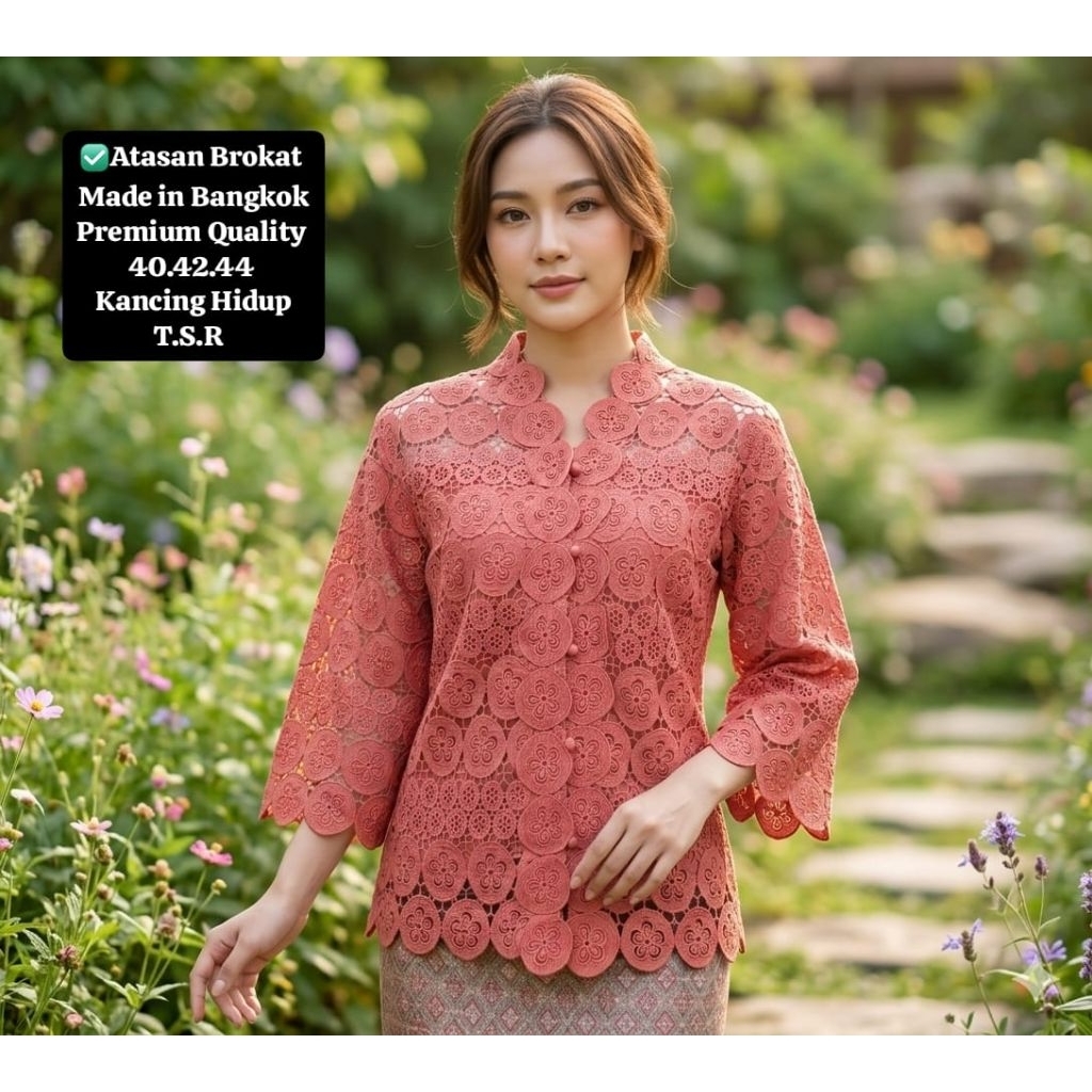 Atasan brokat bangkok premium kancing depan baju brokat pesta