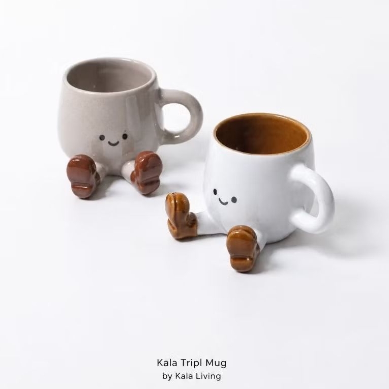 KALA TRIPL MUG | GELAS SMILE KERAMIK | GELAS COFFEE LATTE | KERAMIK UNIK