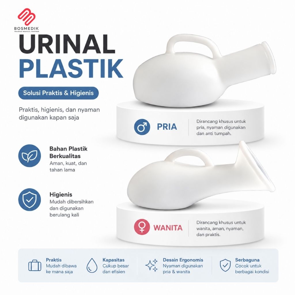 Urinal Plastik Pria Wanita Pispot Portable Pipis Pasien Lansia Travel Camping Rumah Sakit