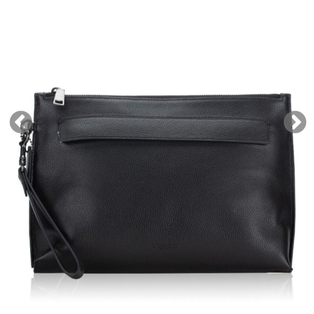 Tas Pria Hand Bag / Pouch / Clutch Coach Men 28614 Pebbled Leather Pouch Black