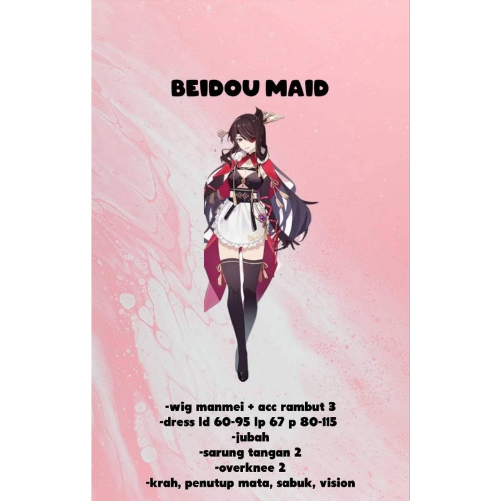 Beidou maid costume dan wig cosplay