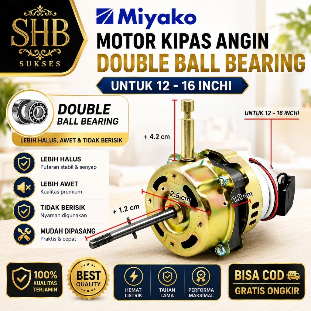 Dinamo kipas angin MIYAKO double bearing 12 inch, 14 inch, 16 inch - Motor kipas angin MIYAKO berdir