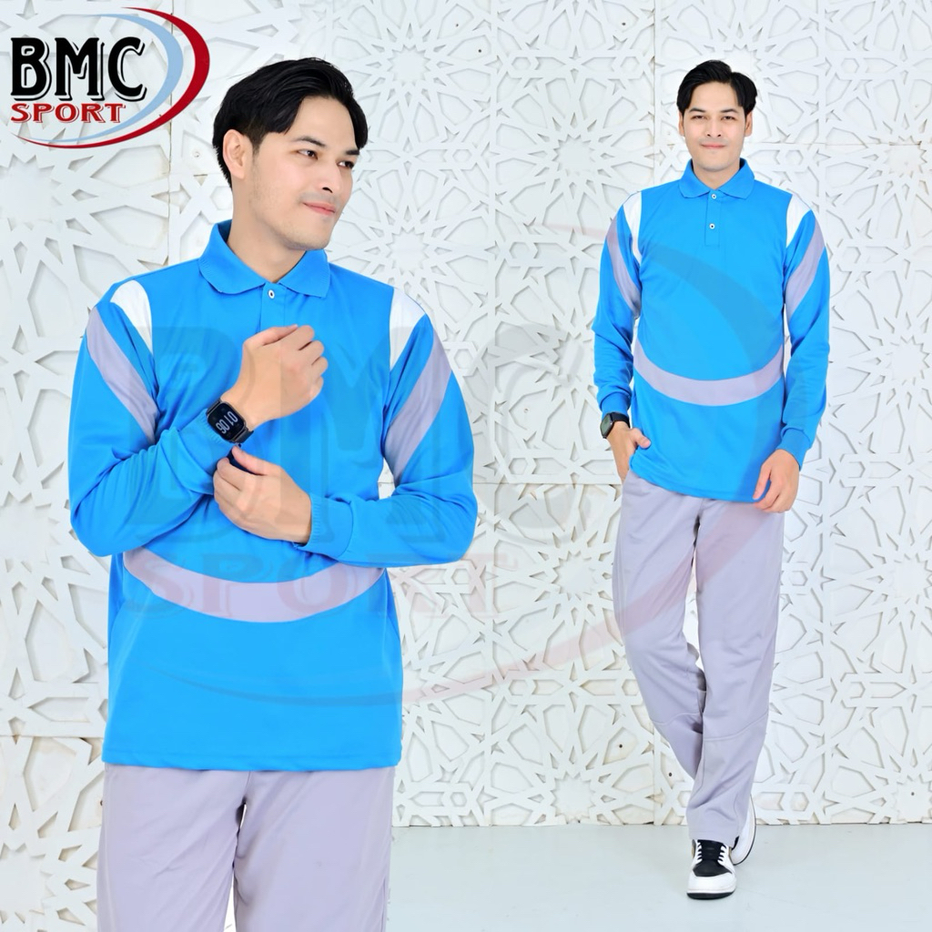 setelan olahraga pria 1 set lengan panjang /seragam baju senam guru