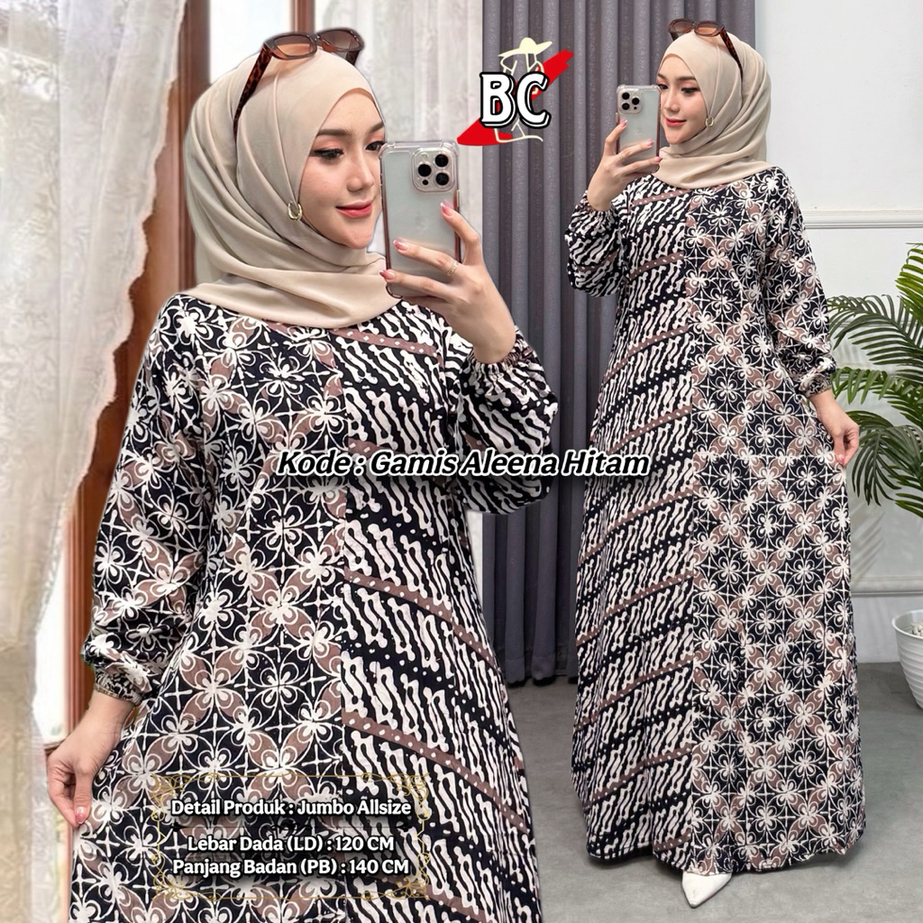 Gamis Aleena Jumbo - Batik Cap Original Bahan Rayon Super Busui Friendly Jumbo Gamis Cantik Gamis Wa