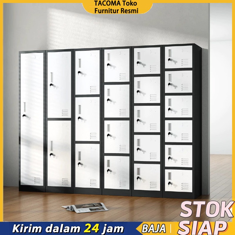 Kemasan pengaman kayu-Lemari Loker Lemari Multi-Pintu Dengan Kunci Lemari Baju Logam Loker Karyawan