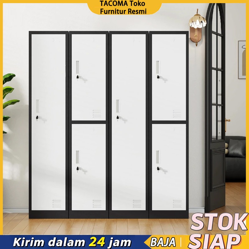 Kemasan pengaman kayu-Lemari Loker Lemari Multi-Pintu Dengan Kunci Lemari Baju Logam Loker Karyawan
