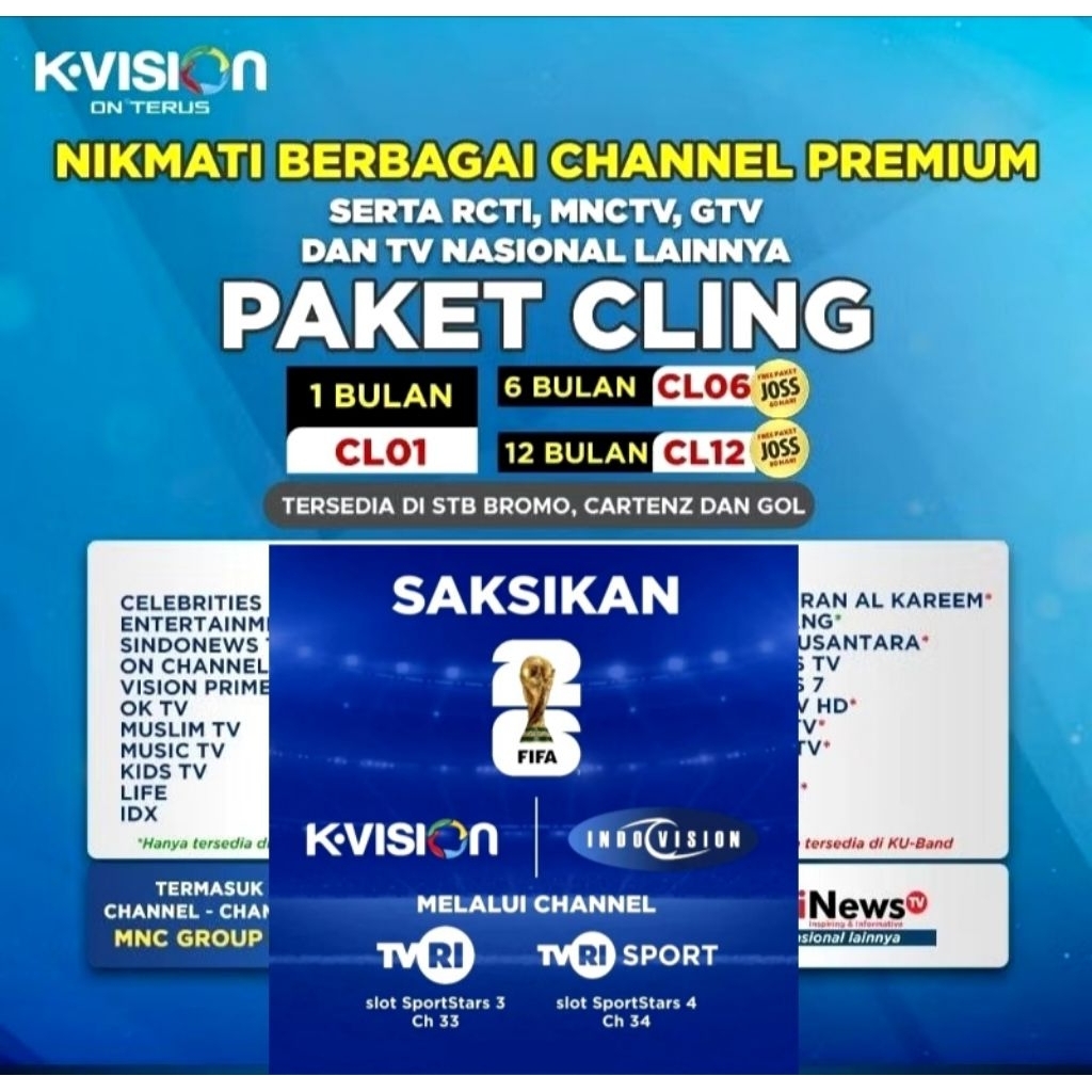 aktifasi Paket Cling K-Vision 1bulan langsung aktip
