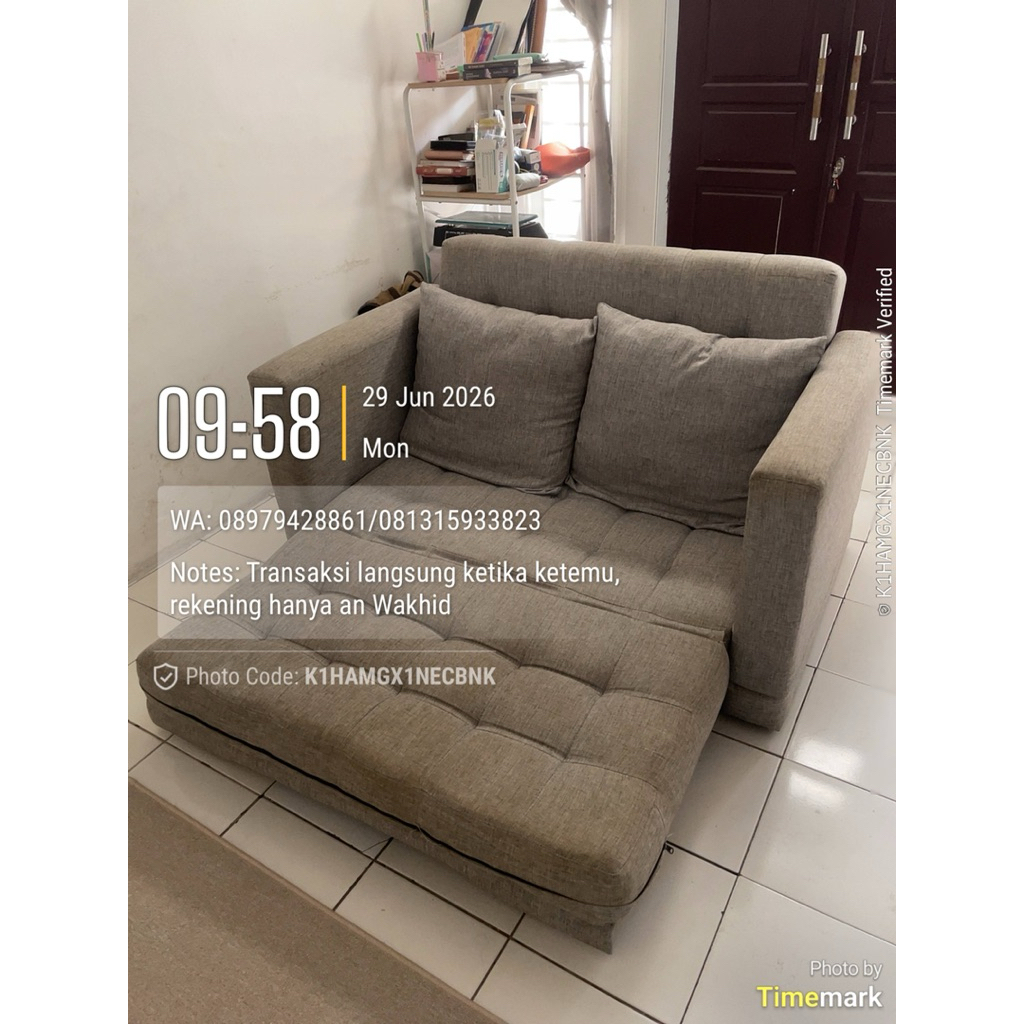 Preloved SofaBed 3in1 JYSK warna abu/ sofa bed second bekas sofa bisa untuk tidur
