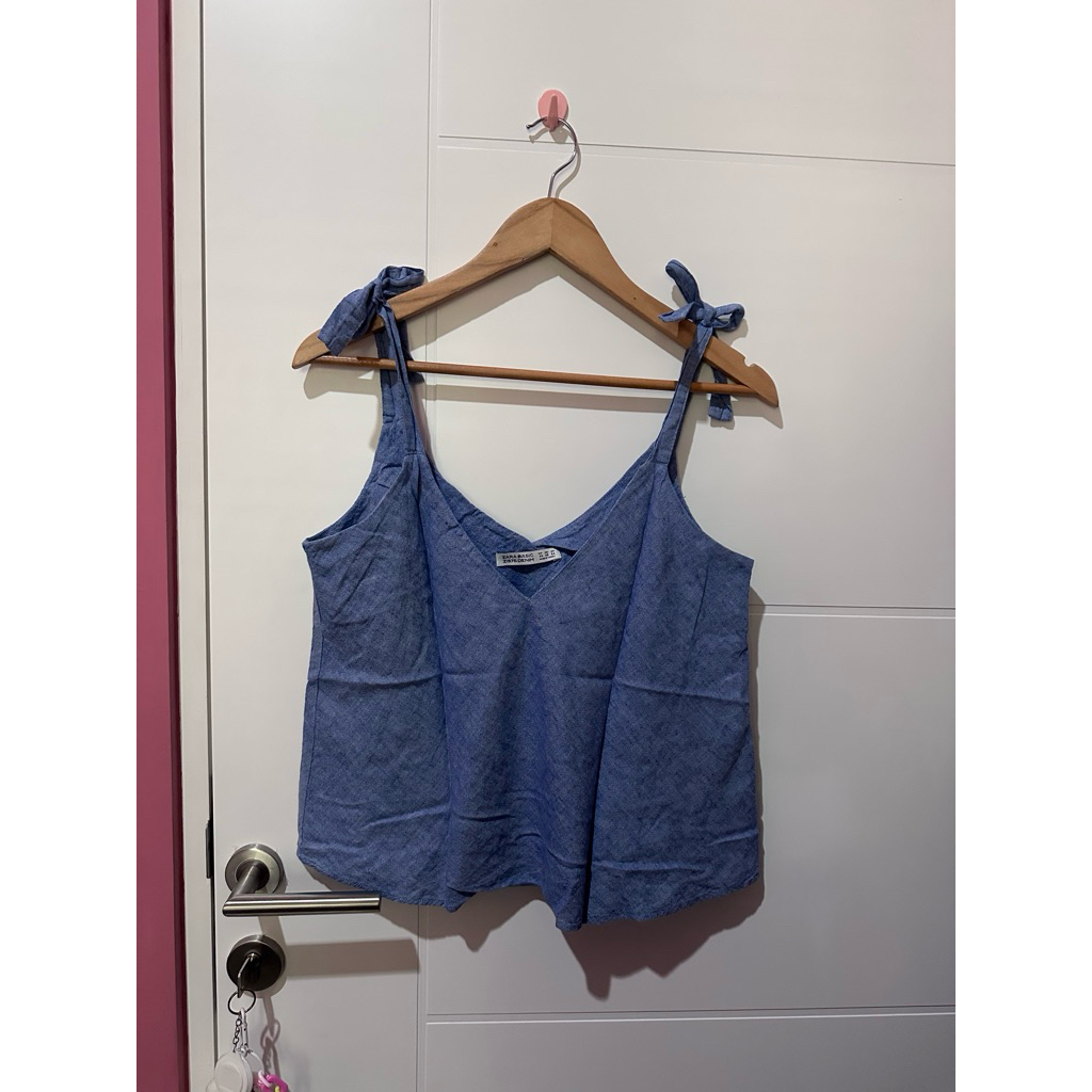 Blouse Wanita Zara Basic Denim