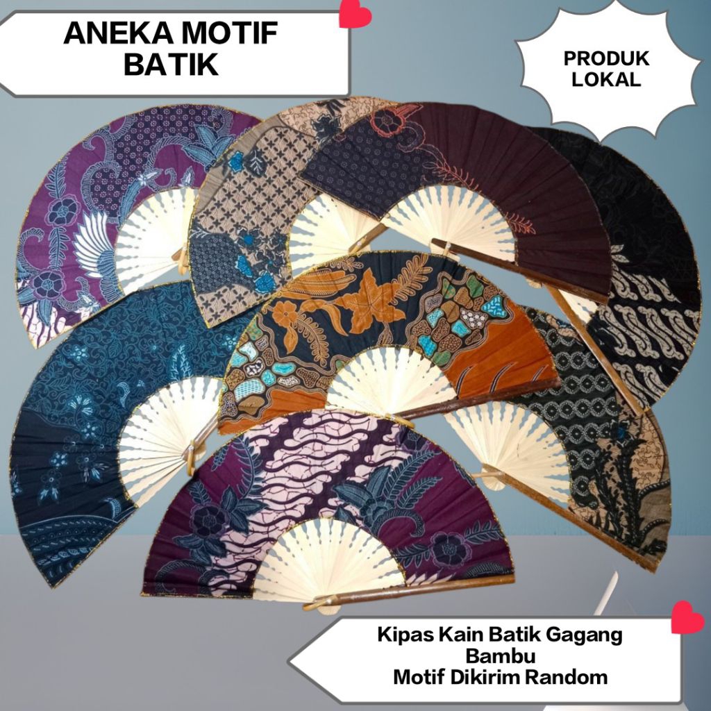 KIPAS BATIK JUMBO BESAR 28 CM / KIPAS LIPAT ANEKA BATIK / KIPAS LIPAT BATIK SOUVENIR PERNIKAHAN