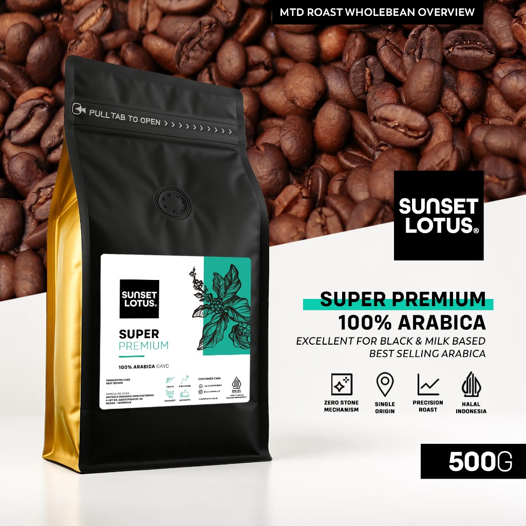 Sunset Lotus Biji Kopi Full Arabika Gayo Super Premium Espresso Base 500g