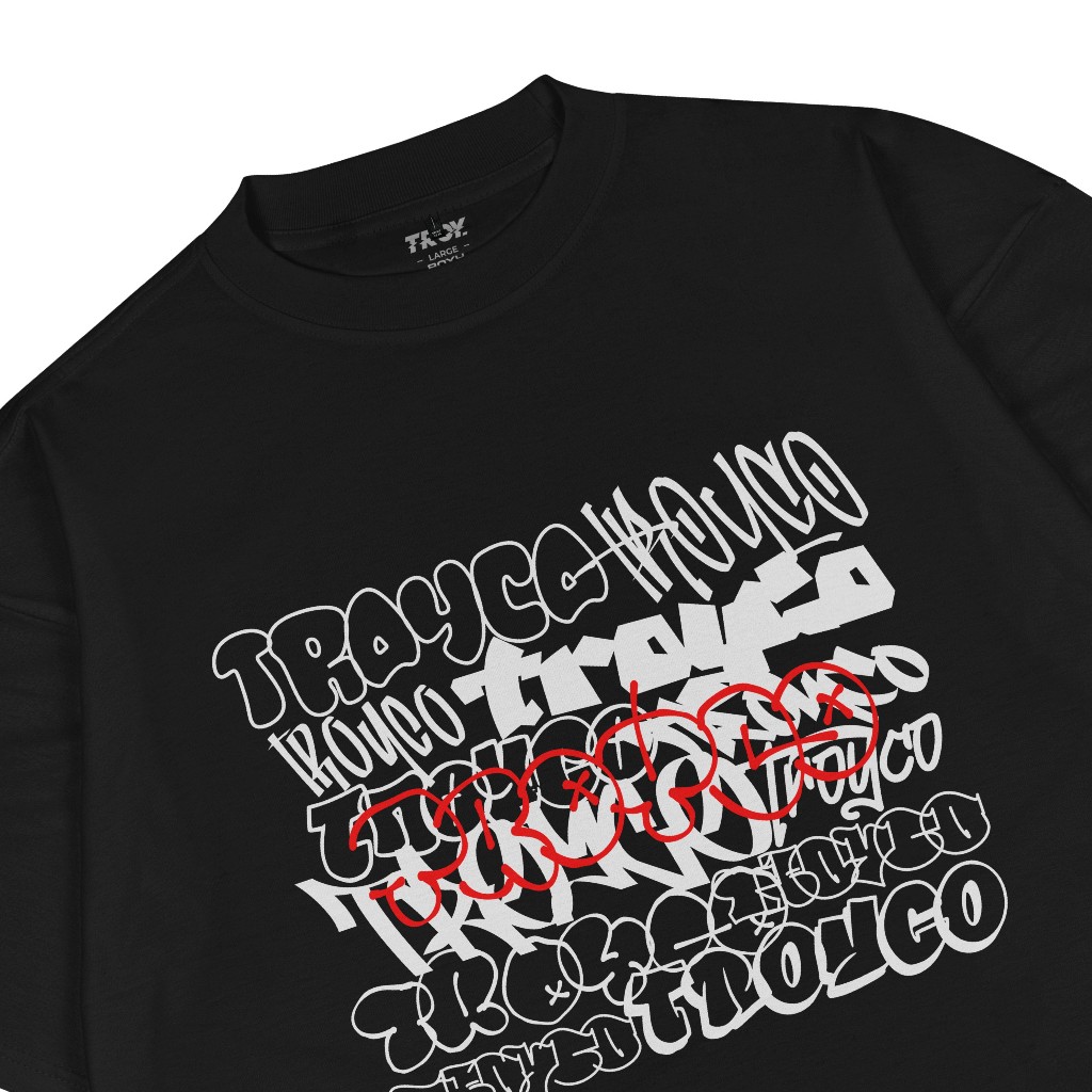 Troy Company Boxy Oversize Tshirt Black Vandalism - Kaos Boxy Oversize Hitam MBD 3643