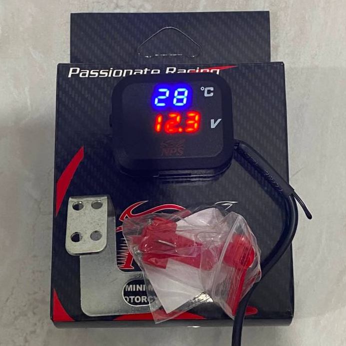 NPS Kotak Voltmeter Digital + Charger USB untuk Motor / Mobil