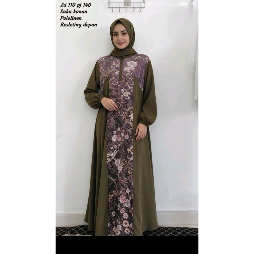 gamis army terbaru wanita kondangan