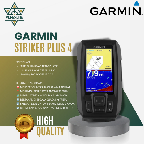 Garmin Striker Plus 4 Fishfinder GPS Alat Pelacak Penemu Lokasi Ikan Kapal Perahu Striker 4 Plus Ori