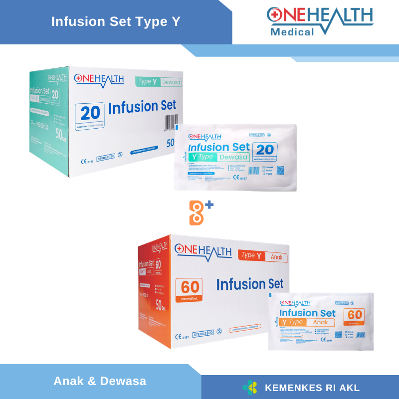 Infus Set Y Dewasa Anak OneHealth Selang Infus Tipe Y / Infusion Set Type Y Adult Child