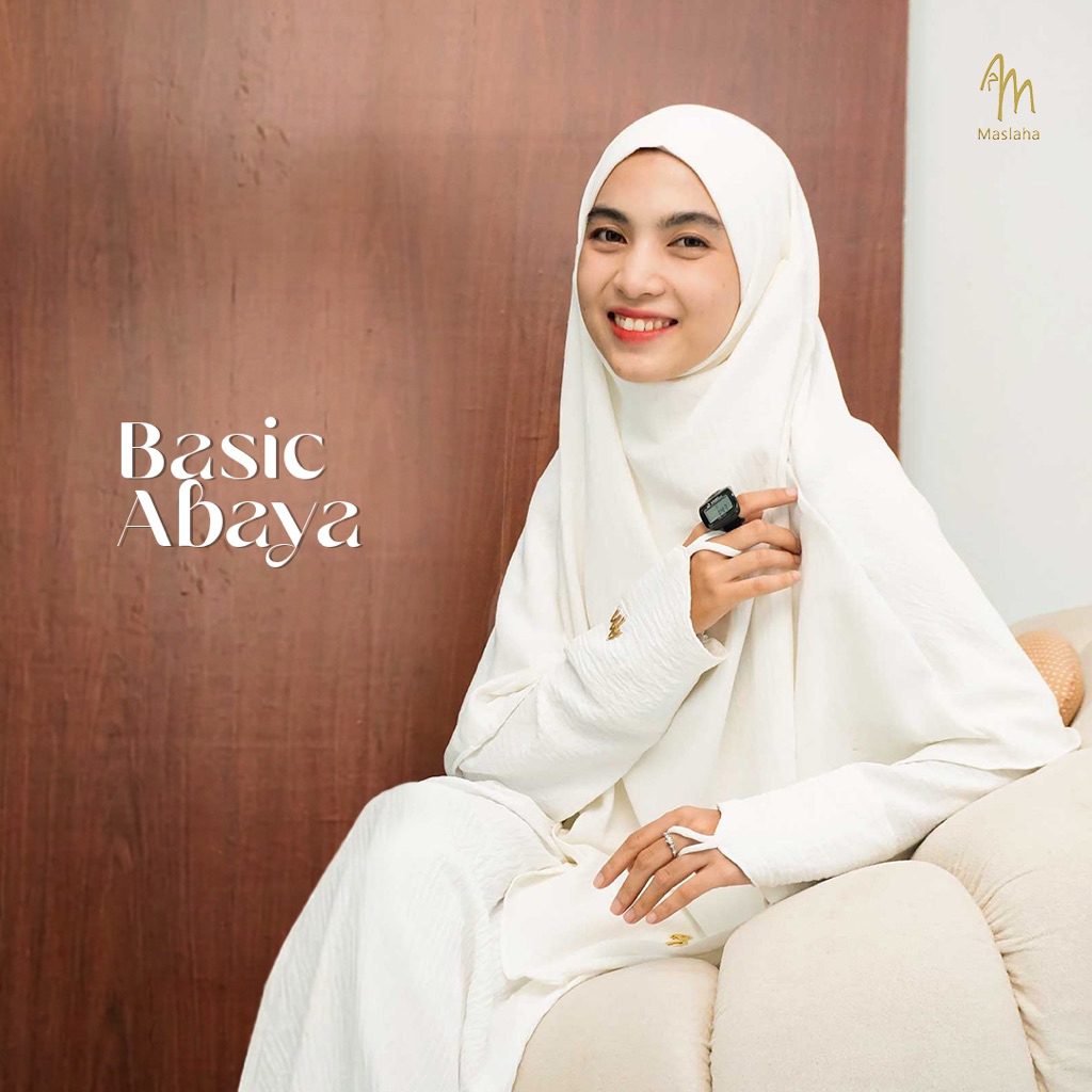 Maslaha Niqab (Abaya Saja) Basic Abaya  Batwing Crinkle Premium Dress Gamis Umroh muslimah