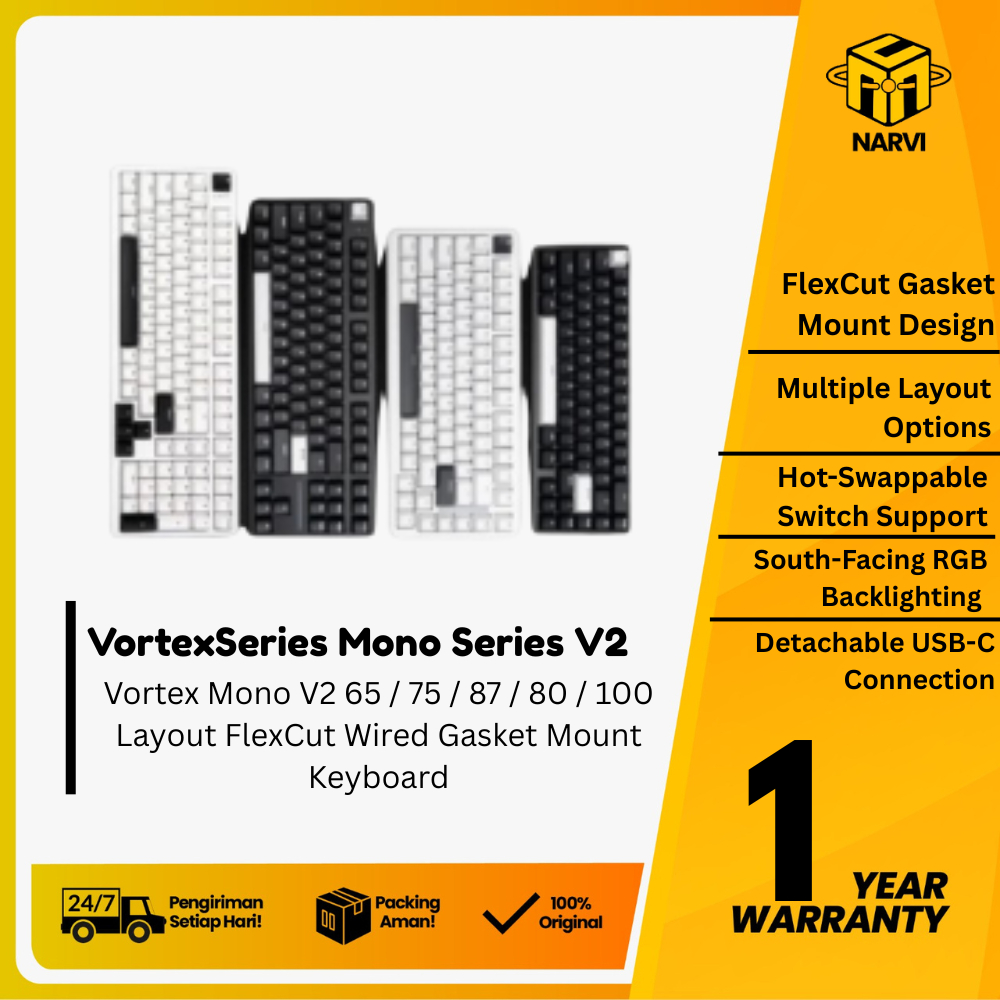 VortexSeries Mono Series V2 / Vortex Mono V2 65 / 75 / 87 / 80 / 100 Layout FlexCut Wired Gasket Mou