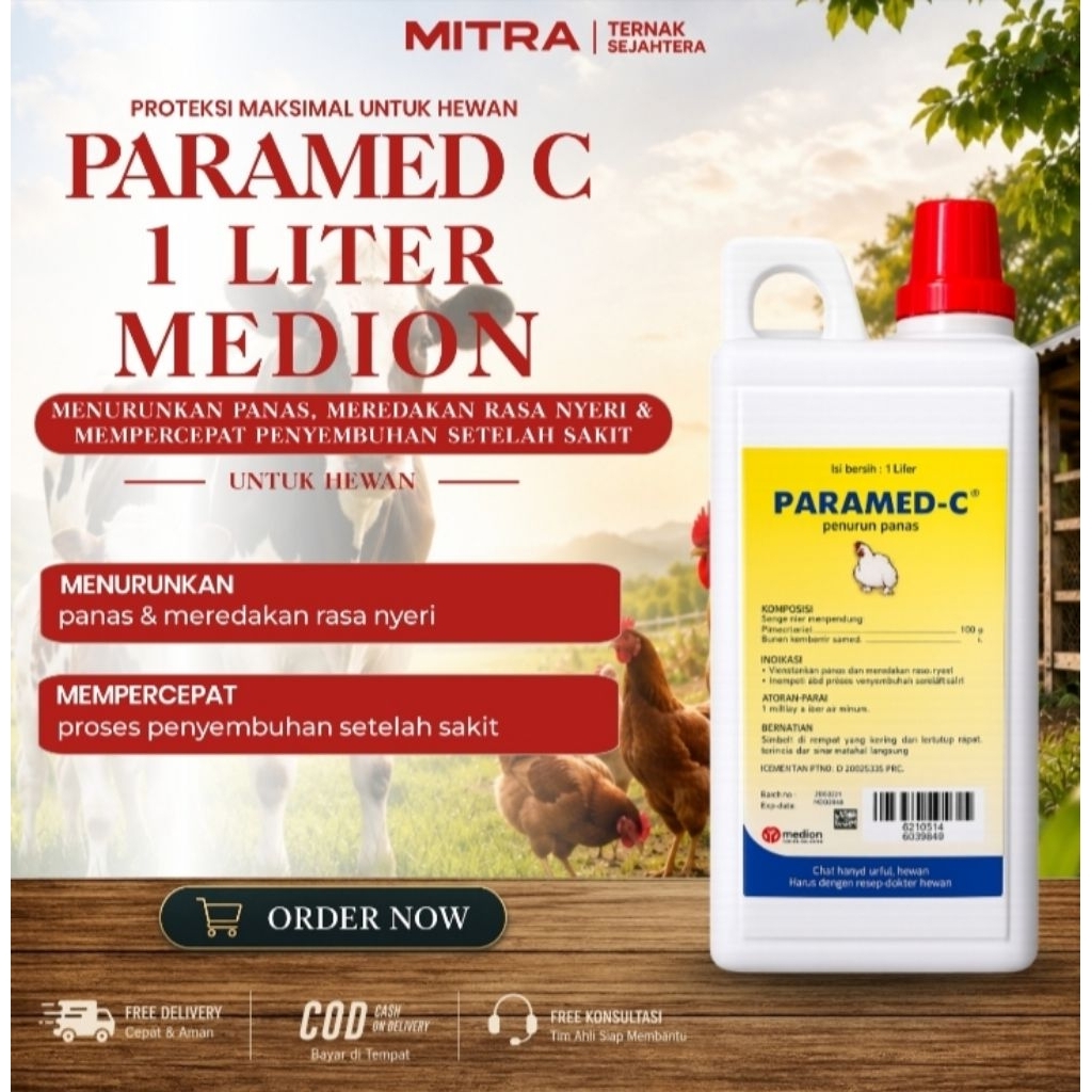 ( Original ) Paramed c 1 Liter Medion - Obat Penurun Panas Pada Ayam Unggas 100% Ampuh