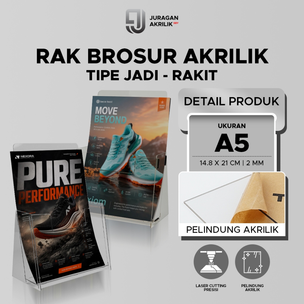 Rak Brosur Akrilik A5 | Tempat Brosur Akrilik - Stand Display Brosur