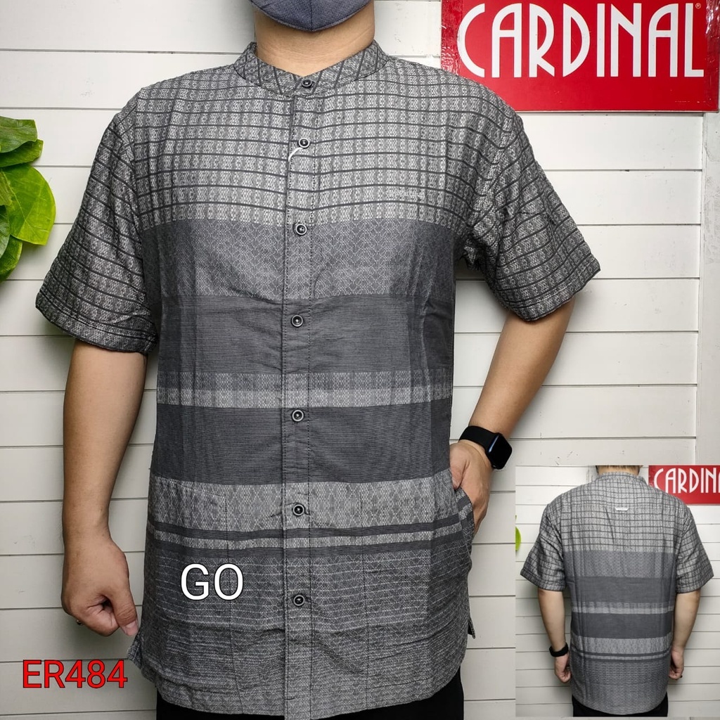 Hugos M-L CARDINAL KEMEJA KOKO Pria Dewasa Lengan Pendek Pakaian Muslim Distro Original TQP