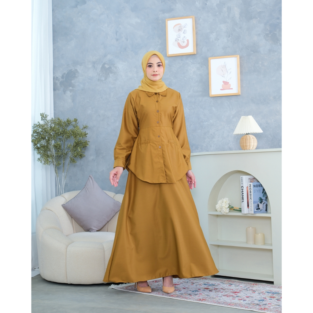 Najwa Series Gamis Model Setelan Seragam PNS Guru PDH Bahan Toyobo Premium Muslim Wanita
