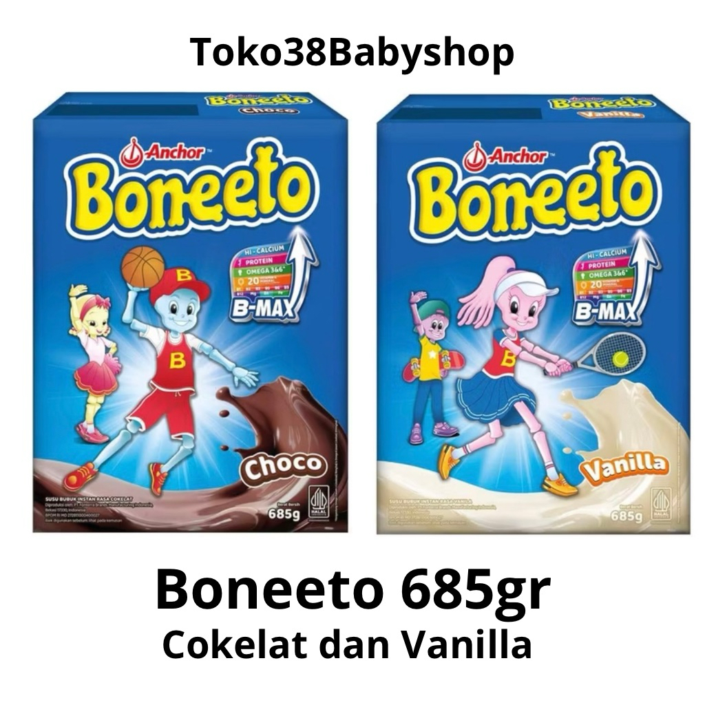 BONEETO Vanilla Coklat 685gr | ANCHOR BONETO 685gr| Susu Bubuk Anak Sekolah (2-12 TAHUN) - Nutrisi P