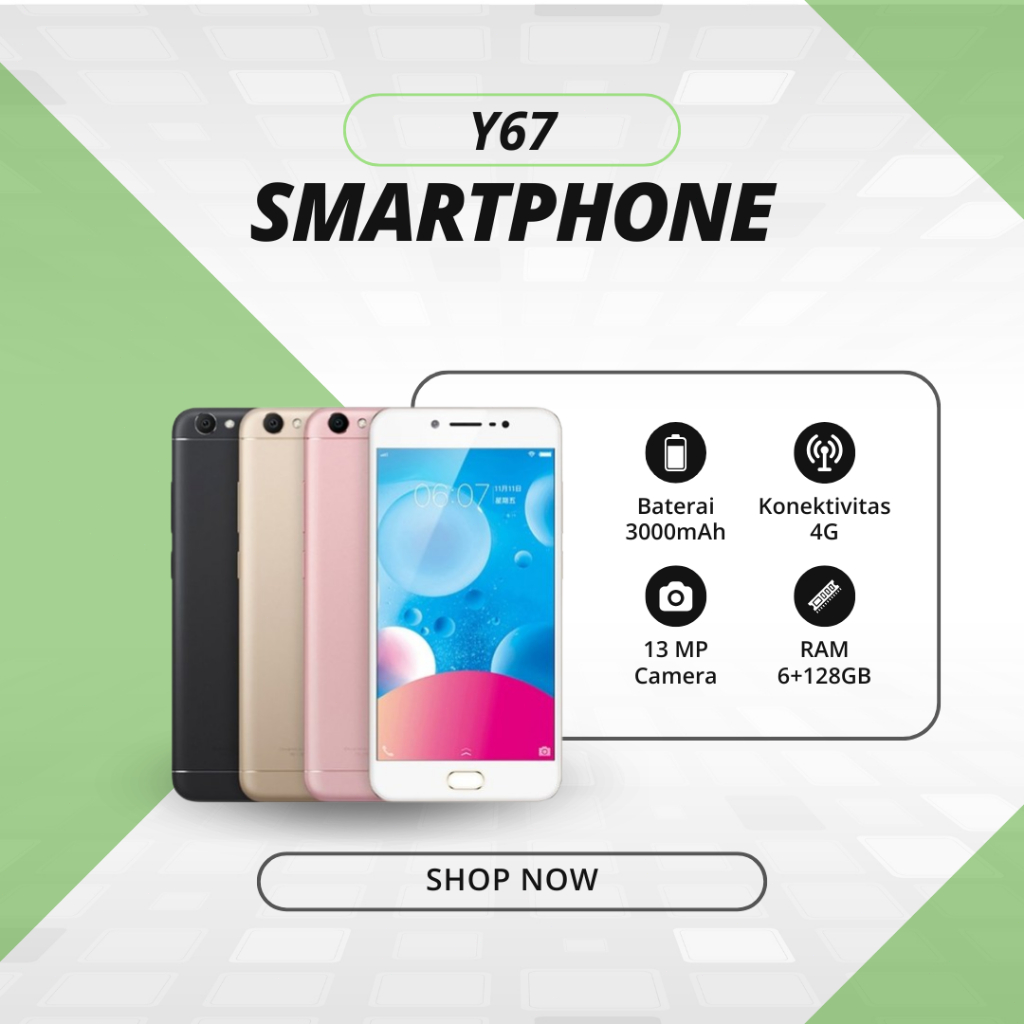 HP VIVO Y67 SMARTPHONE RAM 6GB/128GB GARANSI 12 BULAN CAMERA 13MP