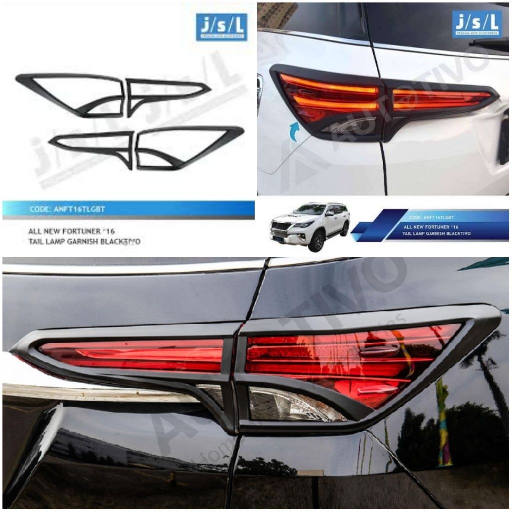 GARNISH/COVER LAMPU BELAKANG FORTUNER 2016-2021 HITAM JSL