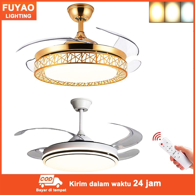 Lampu Plafon Kipas Angin Lampu Gantung Lampu Hias Gantung Ruang Tamu Remote Contorl Lampu Kipas