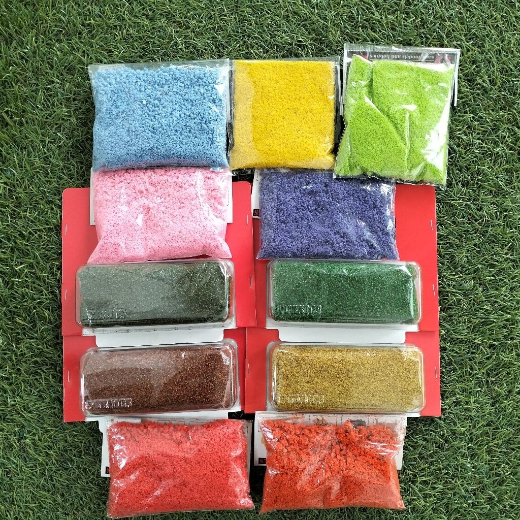 (TANYAKAN STOK)Miniatur Rumput Tabur/Miniatur Maket rumput tabur warna/bahan maket rumput sintetis 2