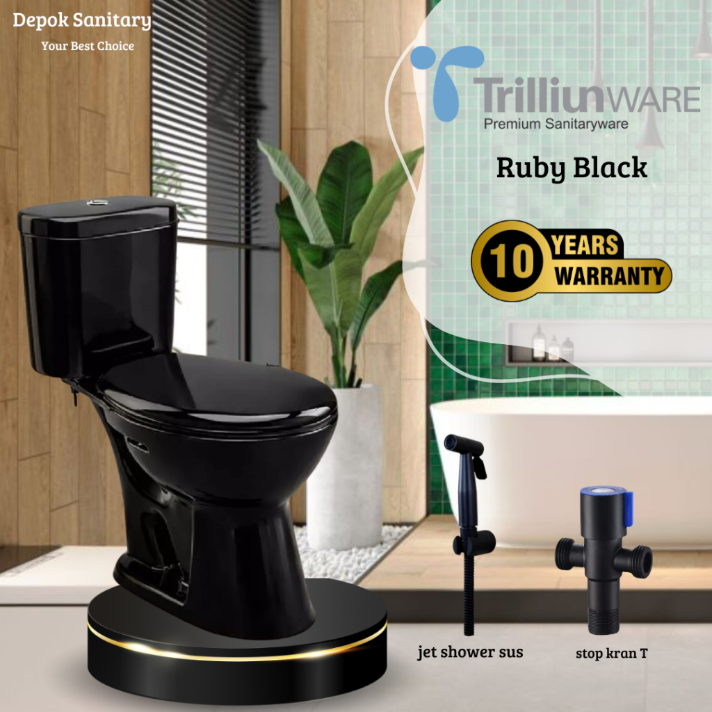 CLOSET DUDUK HITAM TRILLIUNWARE  DUAL FLUSH