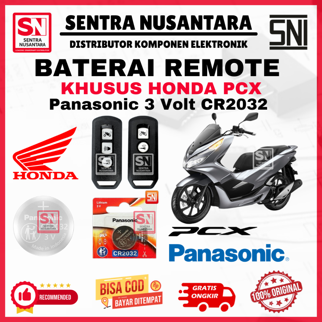 BATERAI REMOTE HONDA PCX ORIGINAL PANASONIC CR2032 | BATTERY REMOTE PCX HONDA KUALITAS BAGUS | BATER