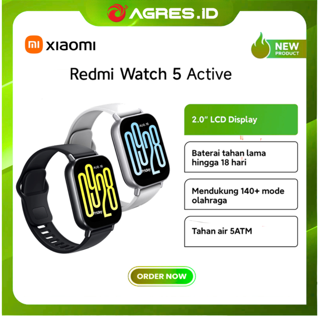 XIAOMI WATCH 5 ACTIVE - MIDNIGHT BLACK GARANSI RESMI