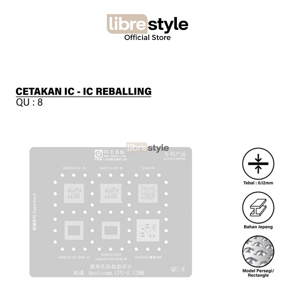 Amaoe QU 8 Cetakan IC BGA Reballing Stencil For SM8350 SDM439 SM8250 102/002 For Qualcomm Snapdragon